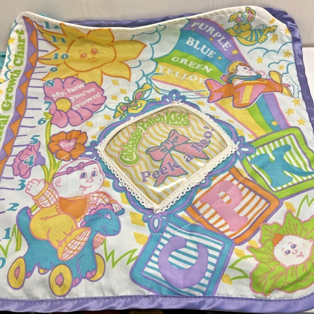 Vintage Cabbage Patch Kids Doll Size SWADDLE BLANKET TOWEL Grow Chart 1994